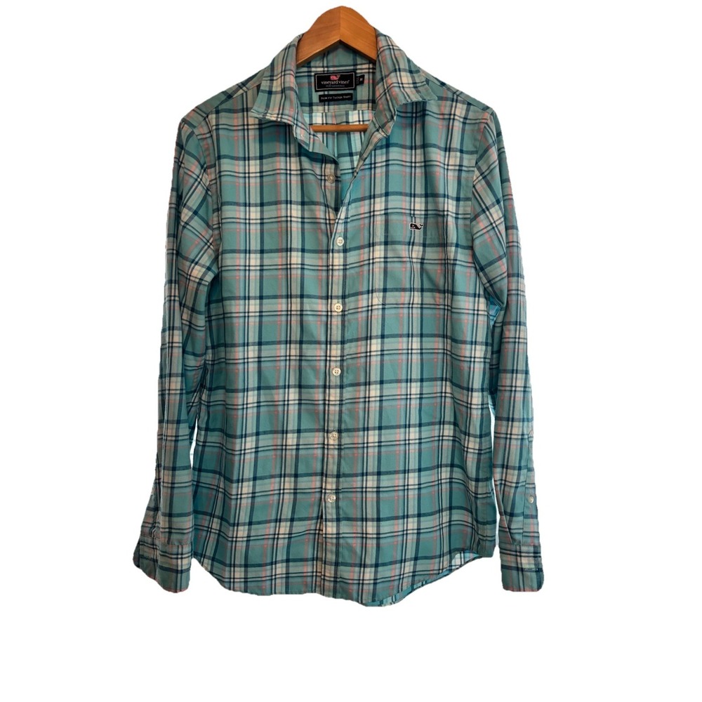 Vineyard Vines Men's Flannel SLIM FIT Tucker Shirt Green Plaid Medium